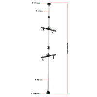 Portabiciclette telescopico per 2 bici da 20 kg 160-340 cm, regolabile con bracci girevoli 360°