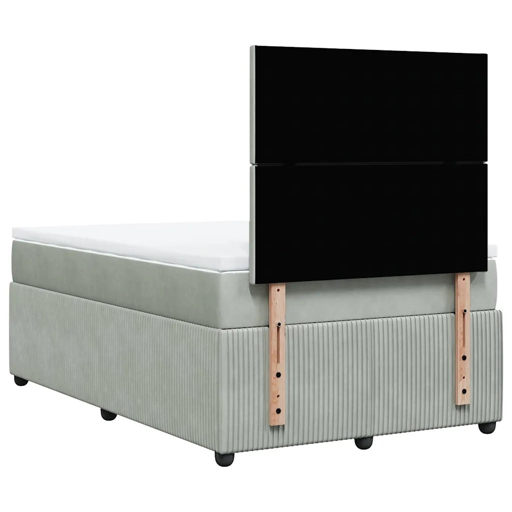 Giroletto a Molle con Materasso Grigio Chiaro 120x200cm Velluto 3292304