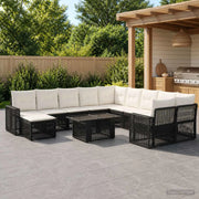 Set Divano da Giardino 12 pz Nero e Bianco Crema polyrattan 3436885