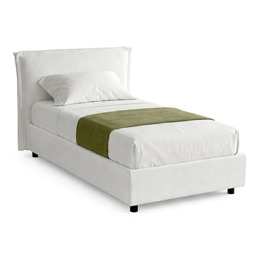 Brusson, Letto Singolo Sfoderabile Made in Italy, Bianco