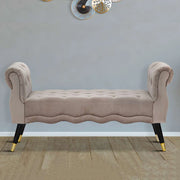 Humahu, Panca in Velluto, con Braccioli e Dettagli Dorati, 120x40x60h cm Grigio