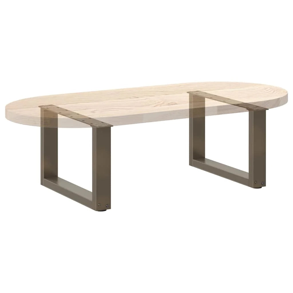 Set di 2 gambe per tavolino a forma di U 50 x 30 cm supporto robusto design moderno con piedini livellatori acciaio naturale 02_0057379