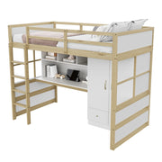 LETTO A SOPPALCO 90 x 200 cm con scrivania, armadio e cassetti, legno naturale