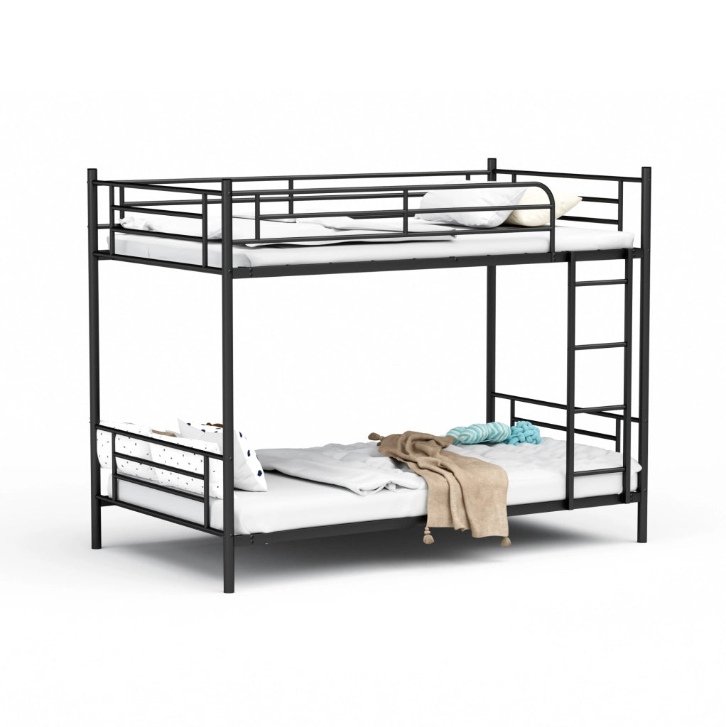 Letto a castello in acciaio nero 90 x 190 cm con scala