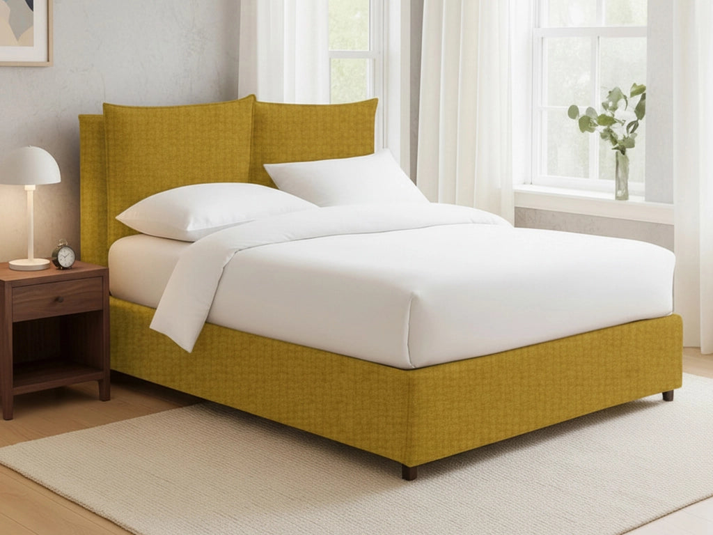 Formby, Letto Matrimoniale Sfoderabile Made in Italy, Giallo Ocra