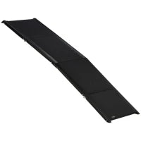 Rampa per Cani Pieghevole con Superficie Antiscivolo in MDF e Alluminio, 158x43.5x2.5 cm, Nero