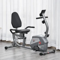 Cyclette Orizzontale con Seduta Regolabile, 8 Resistenze e Monitor LCD, 121.5-136x62.5x98cm, Grigio