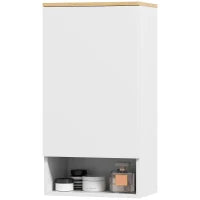 Armadietto Bagno a Muro con Mensole Regolabili e Ripiano Aperto in Legno e MDF,  40x27x77 cm, Bianco