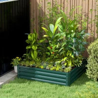 Letto per Orto Rialzato a Fondo Aperto con Rivestimento, in Acciaio Zincato, 120x120x30 cm, Verde