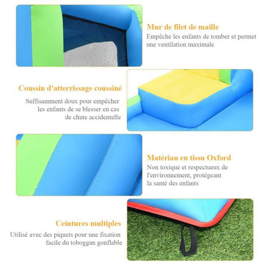 Castello gonfiabile con acquascivolo e pistola ad acqua in poliestere - adatto per 4 bambini da 4 a 12 anni - portata max 120 kg 20_0005709