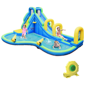 Castello gonfiabile con acquascivolo e pistola ad acqua in poliestere - adatto per 4 bambini da 4 a 12 anni - portata max 120 kg 20_0005709