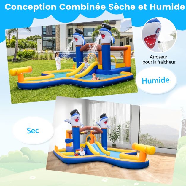 Parco acquascivoli 7 in 1 per bambini castello gonfiabile con piscina e cannone ad acqua gioco di boxe dai 3 ai 10 anni (senza ventilatore) multicolor 20_0007291