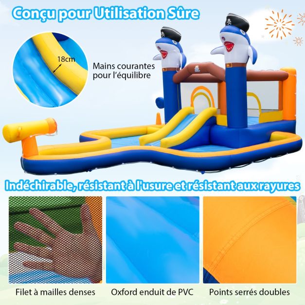 Parco acquascivoli 7 in 1 per bambini castello gonfiabile con piscina e cannone ad acqua gioco di boxe dai 3 ai 10 anni (senza ventilatore) multicolor 20_0007291