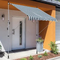 Tenda da Sole da Esterno 2x1.5m a Rullo con Manovella, Altezza e Angolazione Regolabile, Bianco e Verde