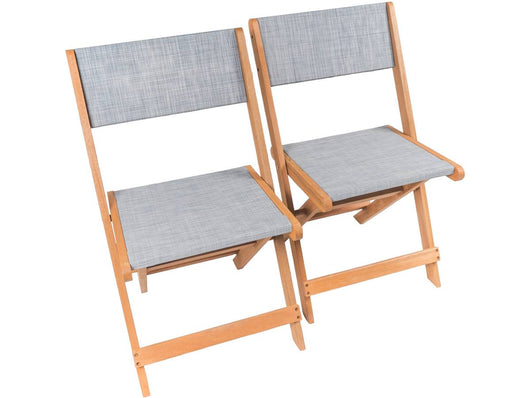Sedia pieghevole in legno esotico "Seoul" -Acero -Grigio- Set di 2