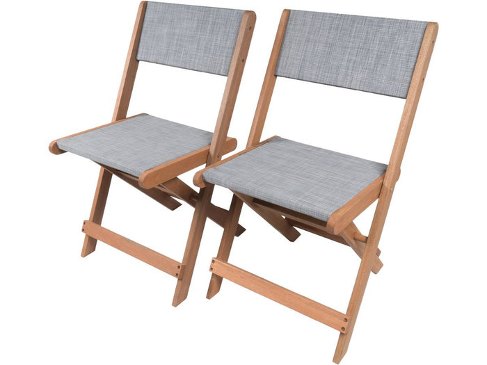 Sedia pieghevole in legno esotico "Seoul" -Acero -Grigio- Set di 2