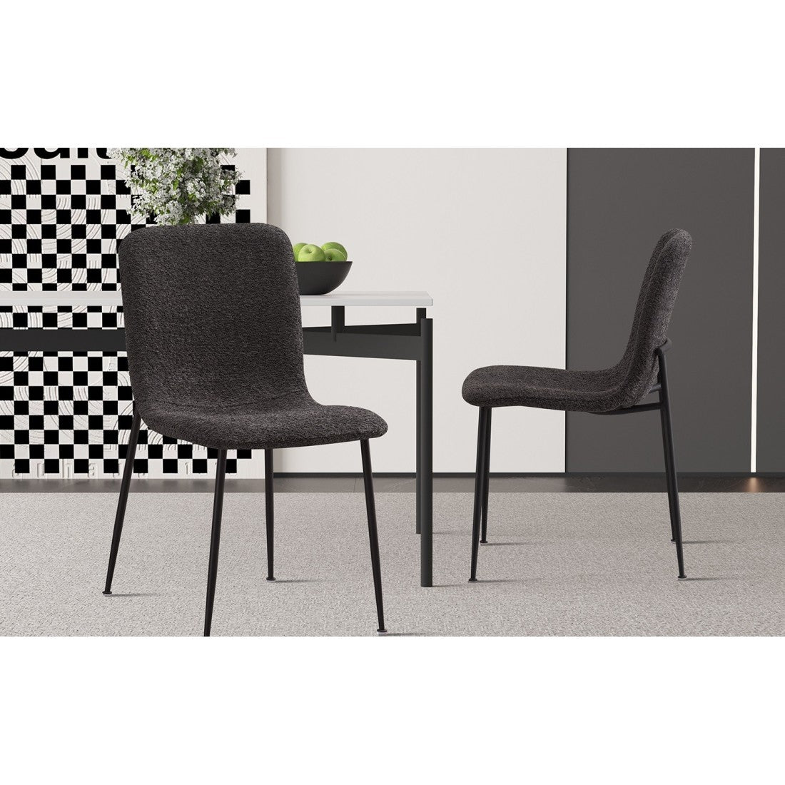 Sedia 'ALICE' Bouclé Grigio, dimensioni H81.5 x L42 x P57, ideale per la tua cucina o sala da pranzo.