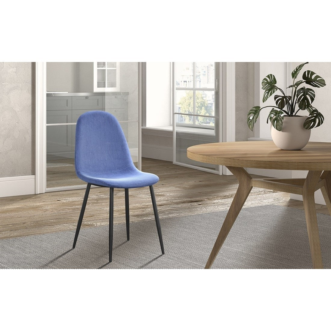 Sedia 'Boï' in Velluto Blu chiaro