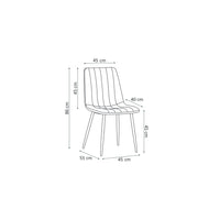 Sedia BRUCE Velluto Grigio, dimensioni: H86 x L45 x P55 cm, ideale per una sala da pranzo dal design moderno e contemporaneo.