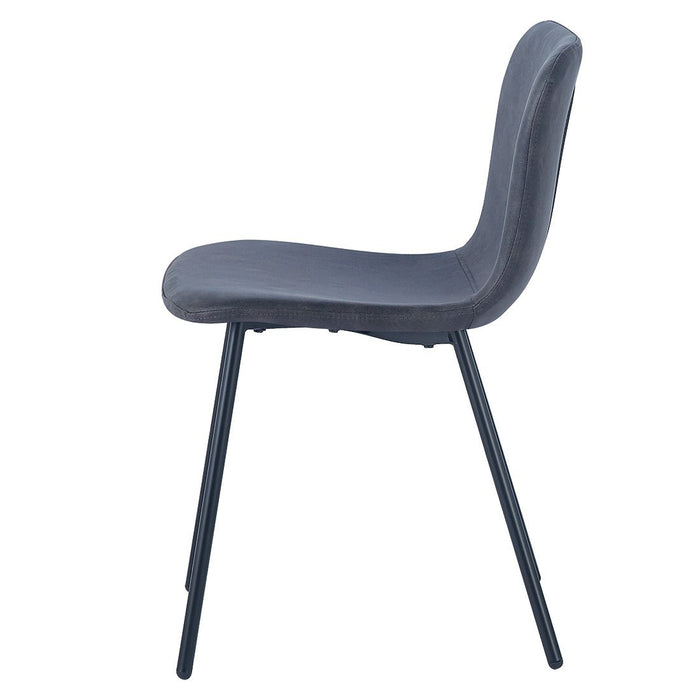 Sedia in pelle PU per sala da pranzo in colore grigio scuro. Collezione ALCAN