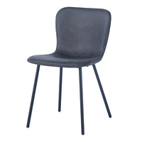 Sedia in pelle PU per sala da pranzo in colore grigio scuro. Collezione ALCAN