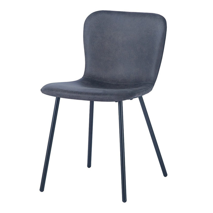Sedia in pelle PU per sala da pranzo in colore grigio scuro. Collezione ALCAN