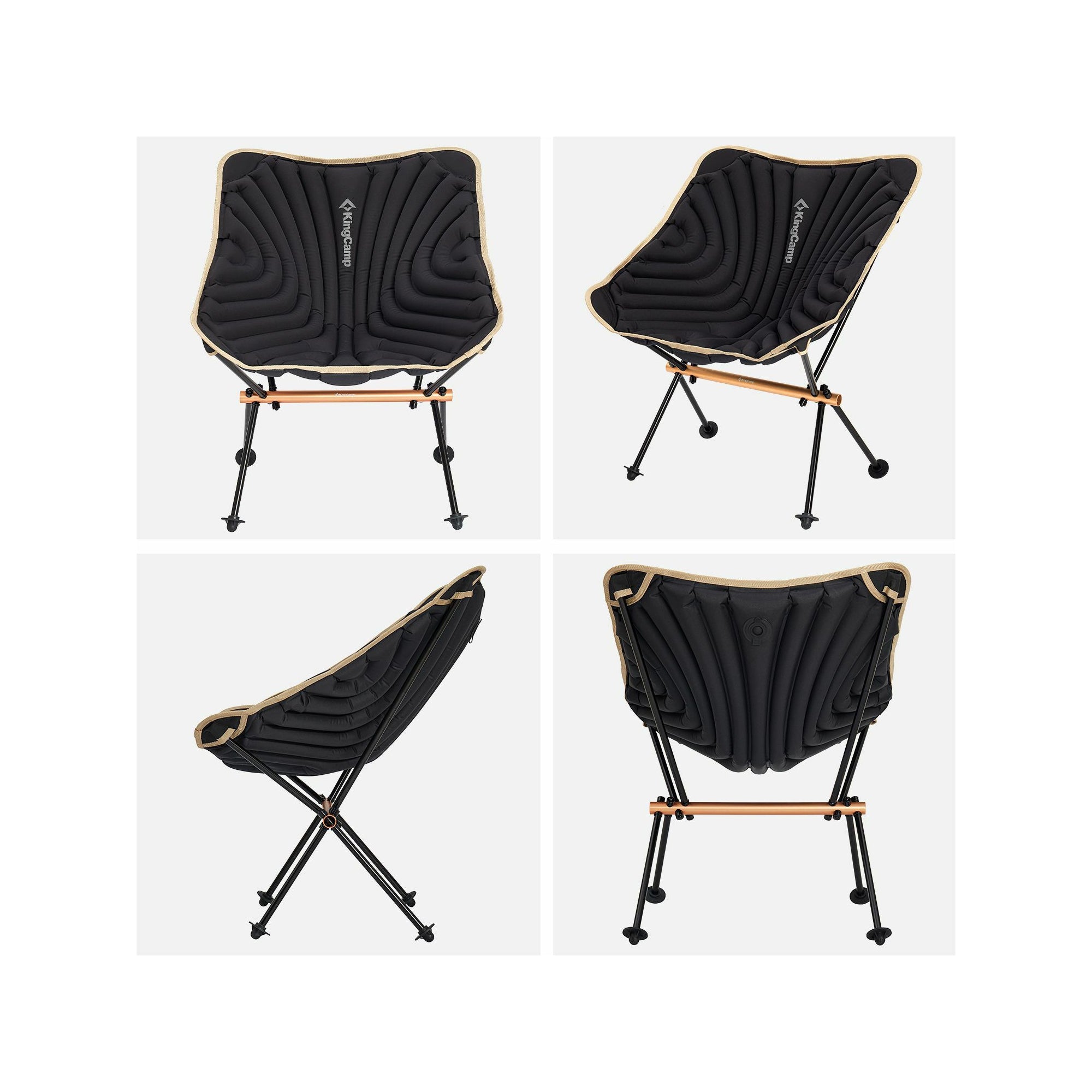 Sedia da campeggio gonfiabile - Kingcamp - Nero - Borsa da trasporto inclusa