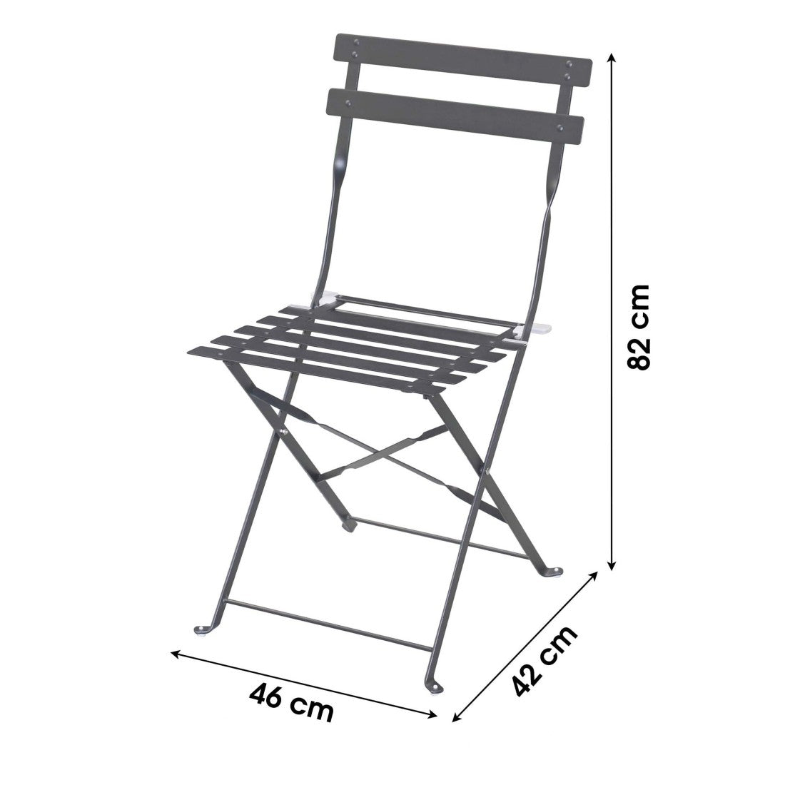 Sedia da giardino pieghevole in metallo grigio antracite