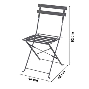 Sedia da giardino pieghevole in metallo grigio antracite