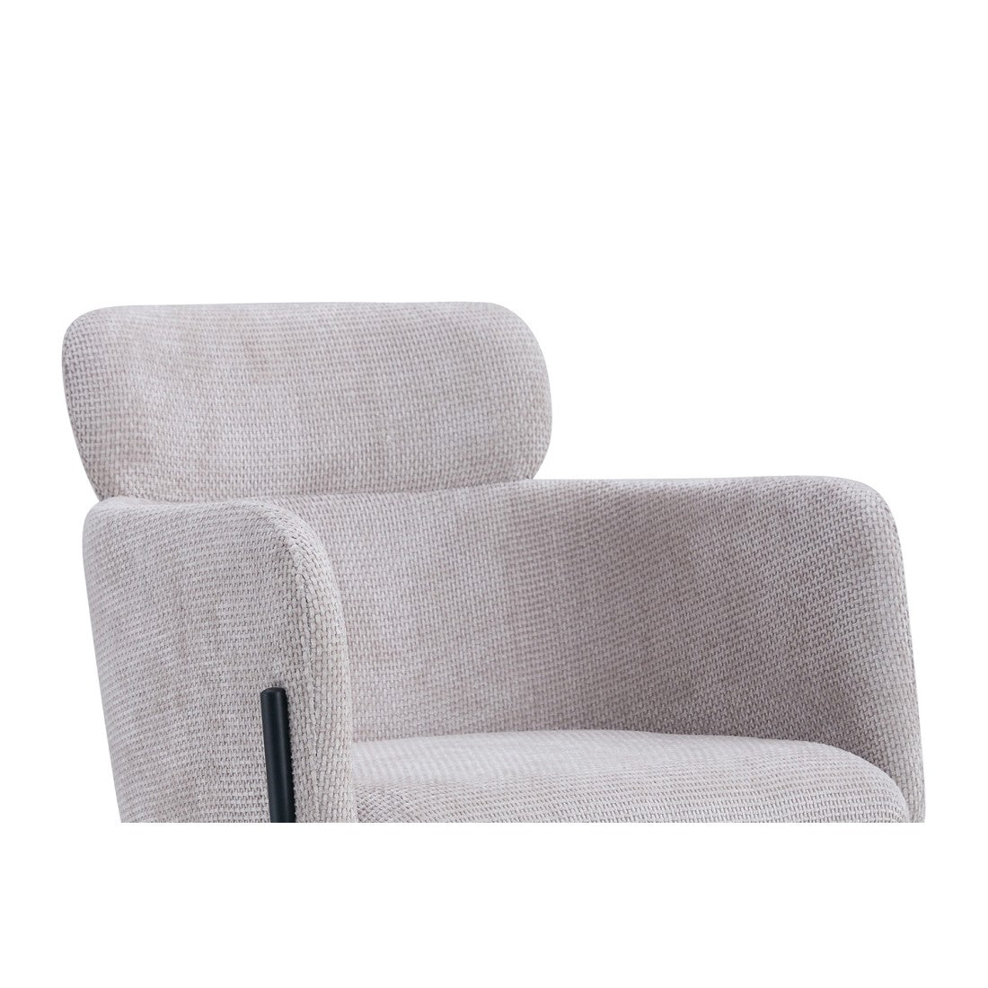 Sedia da pranzo CAMPBELL – Tessuto beige chiaro – Braccioli – Piedi in metallo nero – Stile design / industriale