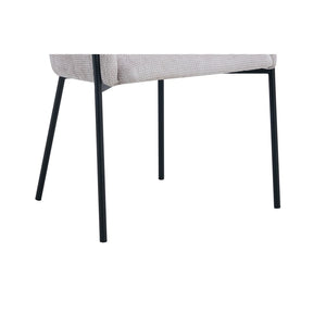 Sedia da pranzo CAMPBELL – Tessuto beige chiaro – Braccioli – Piedi in metallo nero – Stile design / industriale