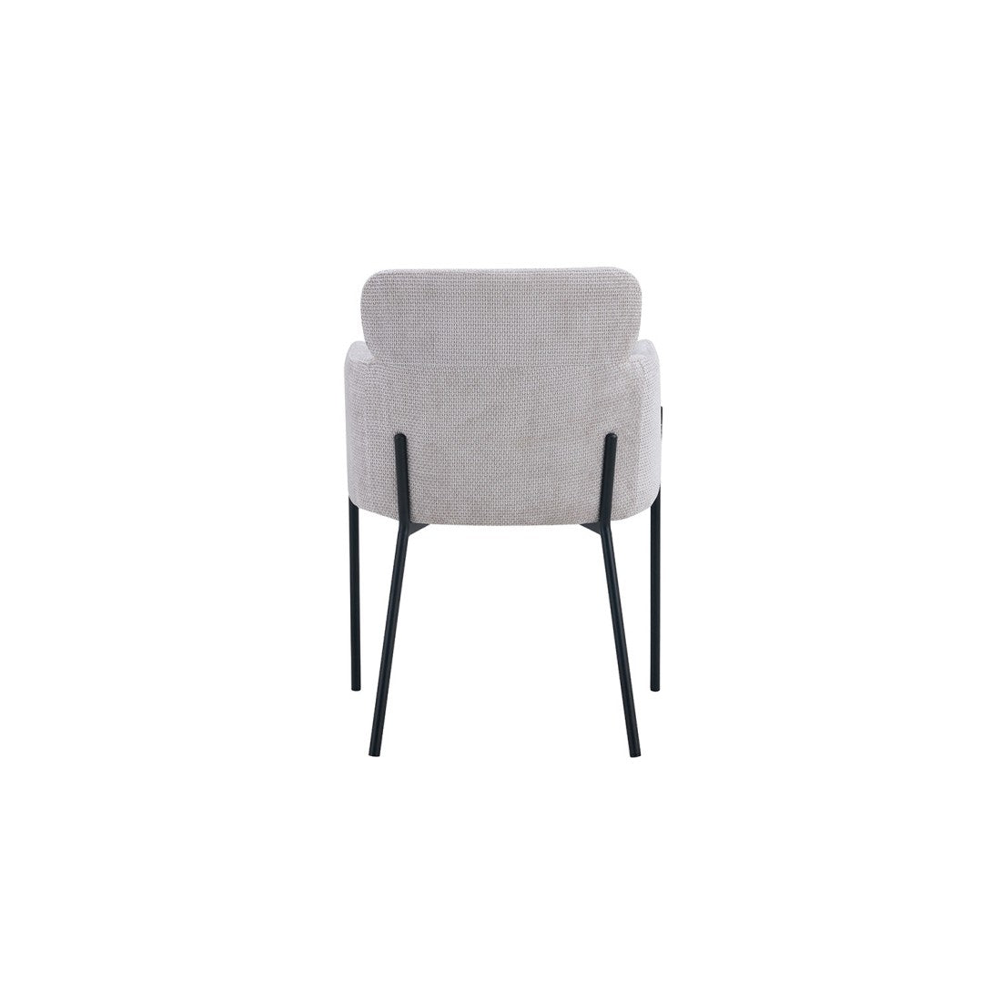 Sedia da pranzo CAMPBELL – Tessuto beige chiaro – Braccioli – Piedi in metallo nero – Stile design / industriale