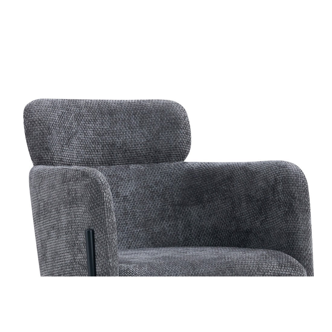 Sedia da pranzo CAMPBELL – Tessuto grigio – Braccioli – Gambe in metallo nero – Stile design / industriale