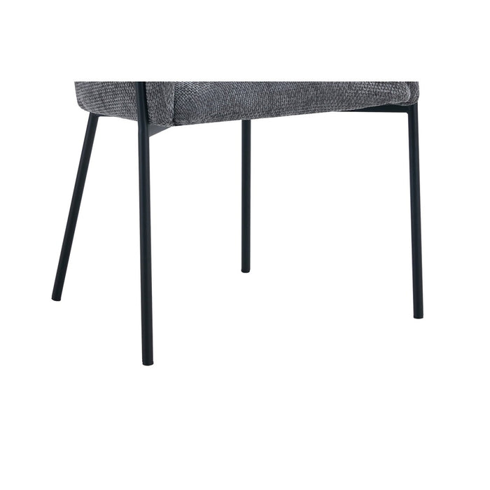 Sedia da pranzo CAMPBELL – Tessuto grigio – Braccioli – Gambe in metallo nero – Stile design / industriale