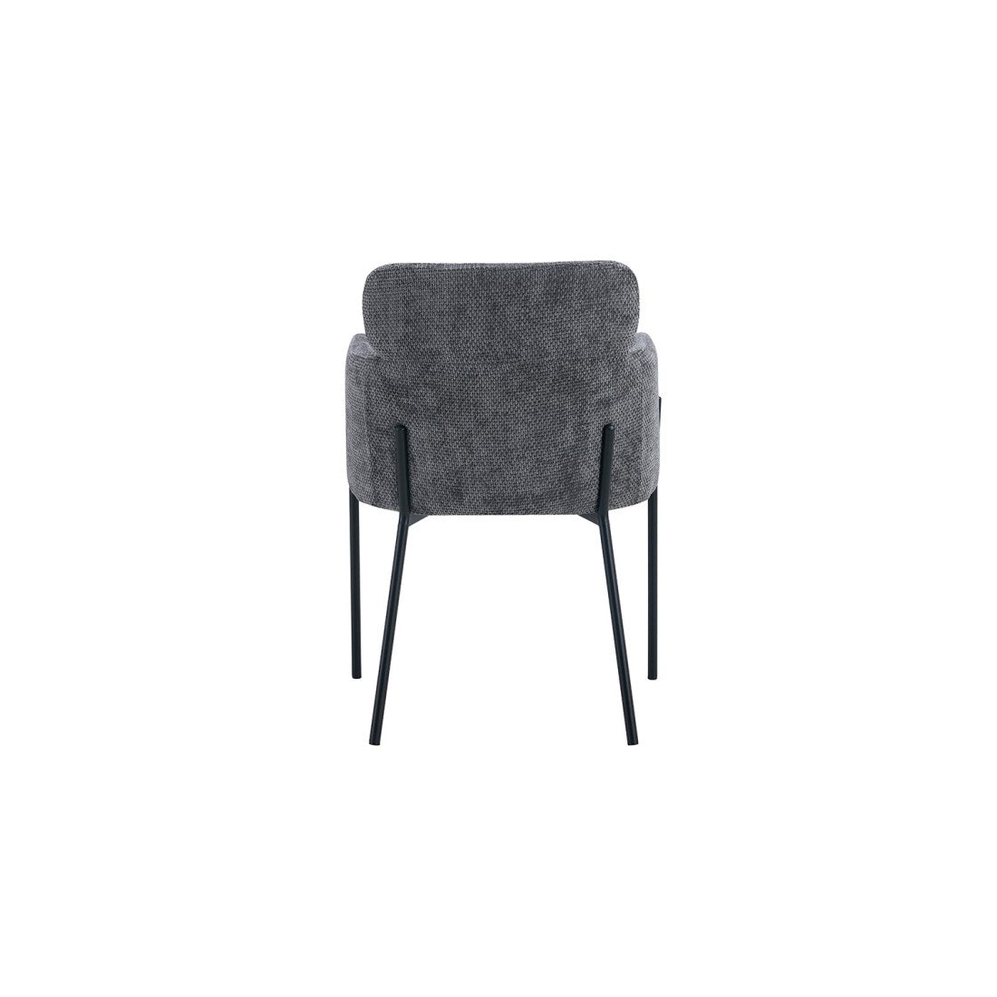 Sedia da pranzo CAMPBELL – Tessuto grigio – Braccioli – Gambe in metallo nero – Stile design / industriale