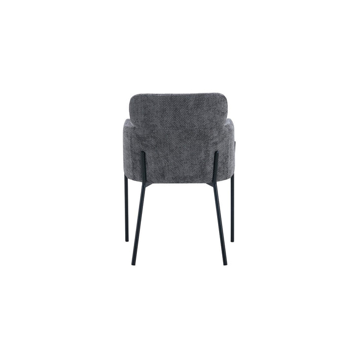 Sedia da pranzo CAMPBELL – Tessuto grigio – Braccioli – Gambe in metallo nero – Stile design / industriale