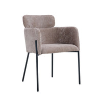 Sedia da pranzo CAMPBELL - Tessuto color sabbia - Braccioli - Piedi in metallo nero - Stile design / industriale