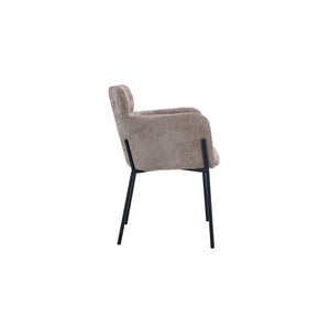 Sedia da pranzo CAMPBELL - Tessuto color sabbia - Braccioli - Piedi in metallo nero - Stile design / industriale