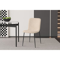 Sedia da pranzo CORDUROY – Velluto a coste beige – Gambe in metallo nero – Stile design