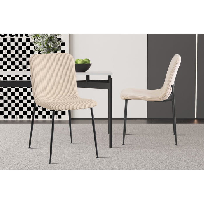 Sedia da pranzo CORDUROY – Velluto a coste beige – Gambe in metallo nero – Stile design