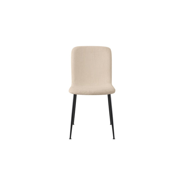 Sedia da pranzo CORDUROY – Velluto a coste beige – Gambe in metallo nero – Stile design