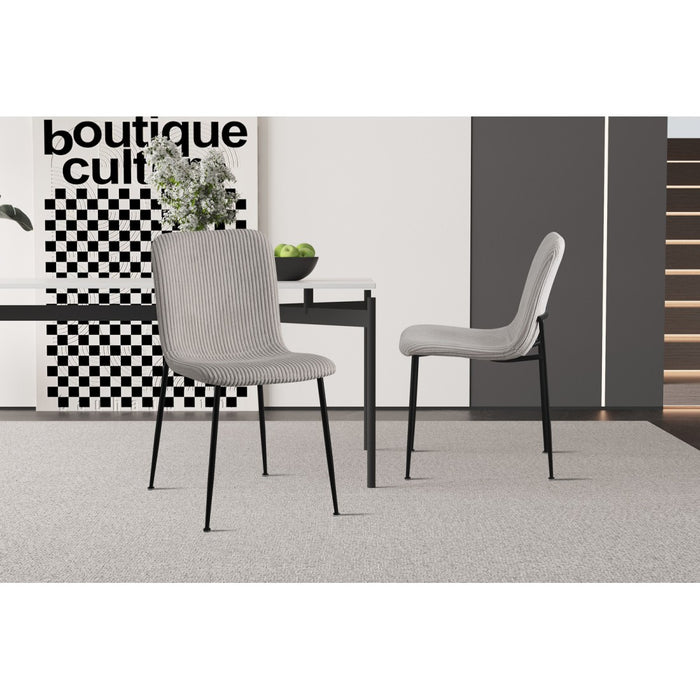 Sedia da pranzo CORDUROY – Velluto a coste grigio chiaro – Gambe in metallo nero – Stile design