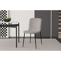 Sedia da pranzo CORDUROY – Velluto a coste grigio chiaro – Gambe in metallo nero – Stile design