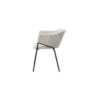 Sedia da pranzo IMANY – Velluto a coste grigio chiaro – Braccioli – Gambe in metallo nero – Stile design / industriale