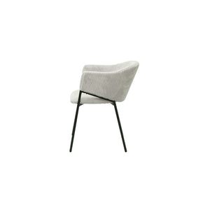 Sedia da pranzo IMANY – Velluto a coste grigio chiaro – Braccioli – Gambe in metallo nero – Stile design / industriale