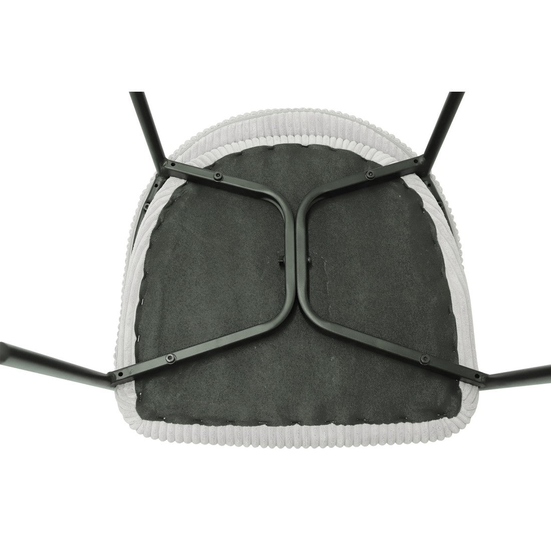 Sedia da pranzo IMANY – Velluto a coste grigio chiaro – Braccioli – Gambe in metallo nero – Stile design / industriale