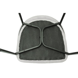 Sedia da pranzo IMANY – Velluto a coste grigio chiaro – Braccioli – Gambe in metallo nero – Stile design / industriale