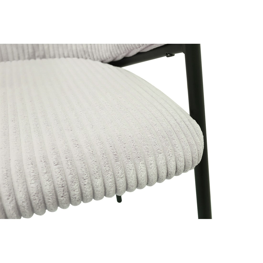 Sedia da pranzo IMANY – Velluto a coste grigio chiaro – Braccioli – Gambe in metallo nero – Stile design / industriale