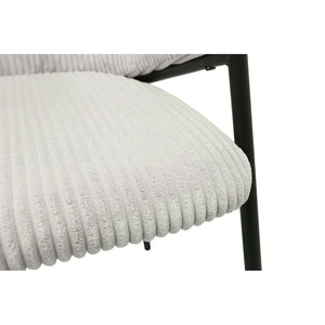 Sedia da pranzo IMANY – Velluto a coste grigio chiaro – Braccioli – Gambe in metallo nero – Stile design / industriale