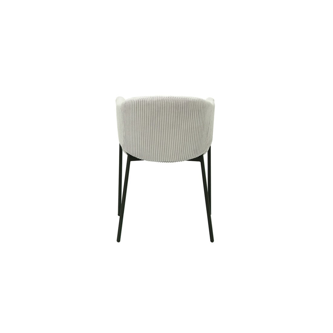 Sedia da pranzo IMANY – Velluto a coste grigio chiaro – Braccioli – Gambe in metallo nero – Stile design / industriale